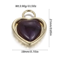 Goldener Herzanhänger mit lila Edelstein und Zirkonia, Größe 21 mm x 18 mm - Violetter Herzrandstil (YSN227-11)