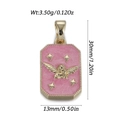 Roze emaille rechthoekige hanger met goudkleurige engel reliëf en maten - Engelreliëf-Roze Emaille (YSN229-11)