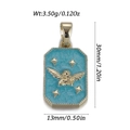 Lichtblauwe rechthoekige hanger met gouden cupido engel motief en sterren - Engelreliëf-Lichtblauw (YSN229-12)