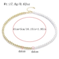 Detailed view of 17.8g retro pearl and gold bead necklace with adjustable extension chain - Spliced Artificial Pearl Necklace
