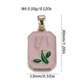 Roze tulp emaille rechthoekige hanger met goud, afmeting 30x13mm en gewicht van 3,5g - Tulp-Roze Emaille (YSN229-17)
