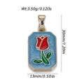 Gouden tulp emaille hanger met blauwe glitters en productafmetingen op de foto - Tulp-Blauwe Glinstering (YSN229-18)
