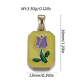Gouden emaille hanger in tarotstijl met paarse tulp en gedetailleerde afmetingen erbij - Tulp-Gele Emaille (YSN229-19)
