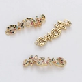 Macro detail of MAMA charm with colorful zircon stones and dual gold connector loops - MAMA Pave Colorful Rhinestone Style (YJ017-7)