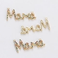 Detail of DIY Mama and Mom gold pendants with colorful micro-inlaid cubic zirconia - Mama Mother Theme Set Style (YJ017-8)