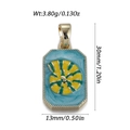 Rechthoekige gouden hanger met blauw email en geelgroene nautilus spiraal ontwerp - Nautilusspiraal-Lichtblauw (YSN229-25)