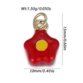 Pendentif fleur en émail rouge avec anneaux dorés pour colliers et bracelets DIY - Fleur Rouge (YSN232-01)