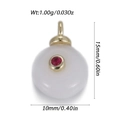 White jade gemstone pendant with red stone accent and gold loop weighing 1g - Round Peace Buckle Style (YSN226-20)