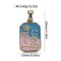 Gouden tarot hanger met kleurrijk strandlandschap, palmbomen en zon van emaille - Eilandlandschap-Blauwe Lucht (YSN229-26)
