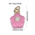 Pendentif fleur en émail rose de 15mm de haut et 10mm de large pour création de bijoux - Fleur Rose (YSN232-02)