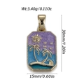 Rechthoekige tarot hanger met gouden palmboom en zon op paarse emaille achtergrond - Tropische Stijl-Paars Blauw Verloop (YSN229-27)