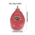 Water-drop natural red stone pendant with purple gem inlay and golden border, 23mm size - Red Water Drop Style (YSN226-26)