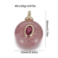 Pink jade fish heart pendant in gold finish with red gem inlay for DIY jewelry - Pink Round Style (YSN226-18)