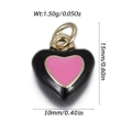 Mini pendentif cœur en émail noir et rose avec bord doré pour bijoux DIY - Cœur Noir et Rose (YSN232-08)