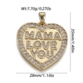 Golden heart pendant with MAMA LOVE YOU crystals and white round diamond border - Golden MAMA LOVE YOU Heart Rhinestone (YSN239-06)