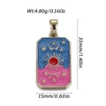 Kleurrijke tarot hanger met zon maan en sterren patronen in blauw en roze emaille - Tarotthema-Blauwroze (YSN229-05)