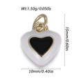 Mini pendentif cœur avec motif de fleur en émail noir et blanc et doré - Cœur Noir et Blanc (YSN232-09)