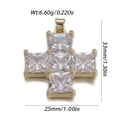 Gold-plated cross pendant with cubic zirconia stones measuring 33mm by 25mm - Gold Cross with Transparent Gemstones (YSN239-10)