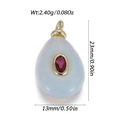 Natural teardrop jade pendant with red stone inlay and gold trim, weight 2.40g - Milky White Water Drop Style (YSN226-25)