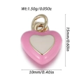 Pendentif cœur émaillé rose et blanc avec anneau doré pour bijoux DIY 15x10mm - Cœur Rose et Blanc (YSN232-10)