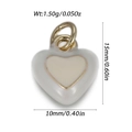 Pendentif cœur en émail blanc et beige avec bords dorés et hauteur de 15 mm - Cœur Beige à Cœur Blanc (YSN232-11)