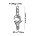 Silver lobster clasp pendant with cubic zirconia, dimensions 35mm height and 13mm width - Silver Pave Rhinestone Lobster Clasp Connector (YSN239-25)