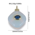 Natural jade geometric square pendant with blue center stone and gold finish - Light Blue Square Style (YSN226-29)