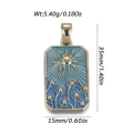 Blauwe emaille madeliefje hanger in rechthoekige vorm met 35 mm hoogtemeting - Pastorale Stijl-Blauwe Emaille (YSN229-08)