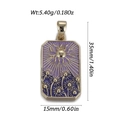 Gouden tarot hanger met paars emaille zon en paardenbloem patroon 35mm bedel - Natuurlijk Element-Blauw Paars Verloop (YSN229-09)