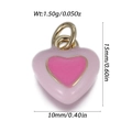 Mini pendentif cœur en émail rose avec anneau doré 15 mm pour la création de bijoux - Cœur Rose Bicolore (YSN232-13)