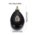 Gold-plated teardrop pendant featuring black onyx and central clear crystal stone - Black Water Drop Style (YSN226-24)
