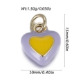 Mini pendentif cœur en émail lavande et jaune avec anneaux argentés pour bijoux DIY - Cœur Violet et Jaune (YSN232-14)