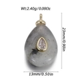 Water-drop natural jade pendant in gold finish with gray mineral spots and clear stone - Gray Spotted Water Drop Style (YSN226-27)