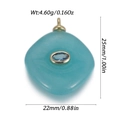 Square turquoise stone pendant with blue gem inlay and gold metal loop, size 25x22mm - Cyan Green Rounded Square Style (YSN226-28)