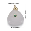 Triangle rose quartz stone pendant with green gem and gold ring, 20mm height - Pink Triangle Style (YSN226-30)
