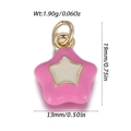 Pendentif étoile en émail rose avec bord doré pour bijoux DIY et colliers enfant - Étoile Rose et Blanc (YSN232-19)