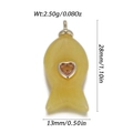 Yellow fish jade pendant with pink heart gemstone and gold bail for DIY jewelry - Yellow Fish Style (YSN226-07)