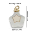 Mini pendentif étoile crème avec bordure dorée pour bijoux DIY, breloque 13x19mm - Étoile Beige à Cœur Blanc (YSN232-22)