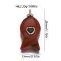 Fish-shaped red agate stone pendant with green heart zircon and gold plating - Red Brown Striped Fish Style (YSN226-10)