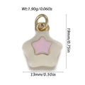Mini pendentif étoile crème avec centre rose et bordure dorée pour bijoux DIY - Étoile Beige à Cœur Rose (YSN232-23)