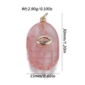 Pink quartz Hamsa hand pendant with golden eye detail, 30mm x 15mm size, 2.90g weight - Pink Hamsa Hand Style (YSN226-02)
