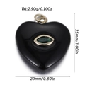 Black heart-shaped natural stone pendant with green gem inlay and gold metal trim - Black Heart Style (YSN226-11)