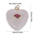 Pink quartz heart pendant with gold metal base and marquise gemstone 25mm size - Pink Heart Style (YSN226-12)