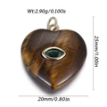Tiger eye heart pendant with green gem, 25mm height DIY accessory for jewelry - Tiger Eye Texture Heart Style (YSN226-15)