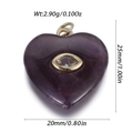 Heart-shaped amethyst stone pendant with gold metal inlay and crystal accent - Purple Heart Style (YSN226-16)