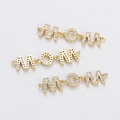 Golden MOM letter link pendants with sparkling white cubic zirconia for DIY jewelry - MOM Letter Rhinestone Style (YJ017-2)