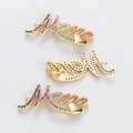 Gold Mom pendant with multi-color zircon crystals and a heart accent for jewelry - Mom Heart Colorful Rhinestone Style (YJ017-10)