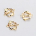Gold MAMA flower pendant connector with colorful crystals and butterfly details - MAMA Flower Butterfly Colorful Style (YJ017-12)