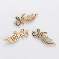 Golden MAMA letter pendant with rainbow colorful zircon stones and dual ring connectors - Word Shape Colorful Rhinestone Style (YJ017-13)