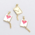 Golden mama letter pendant charms with pink enamel heart and paperclip clip clasp - Pink Enamel Heart Letter Pendant (YJ016-1)